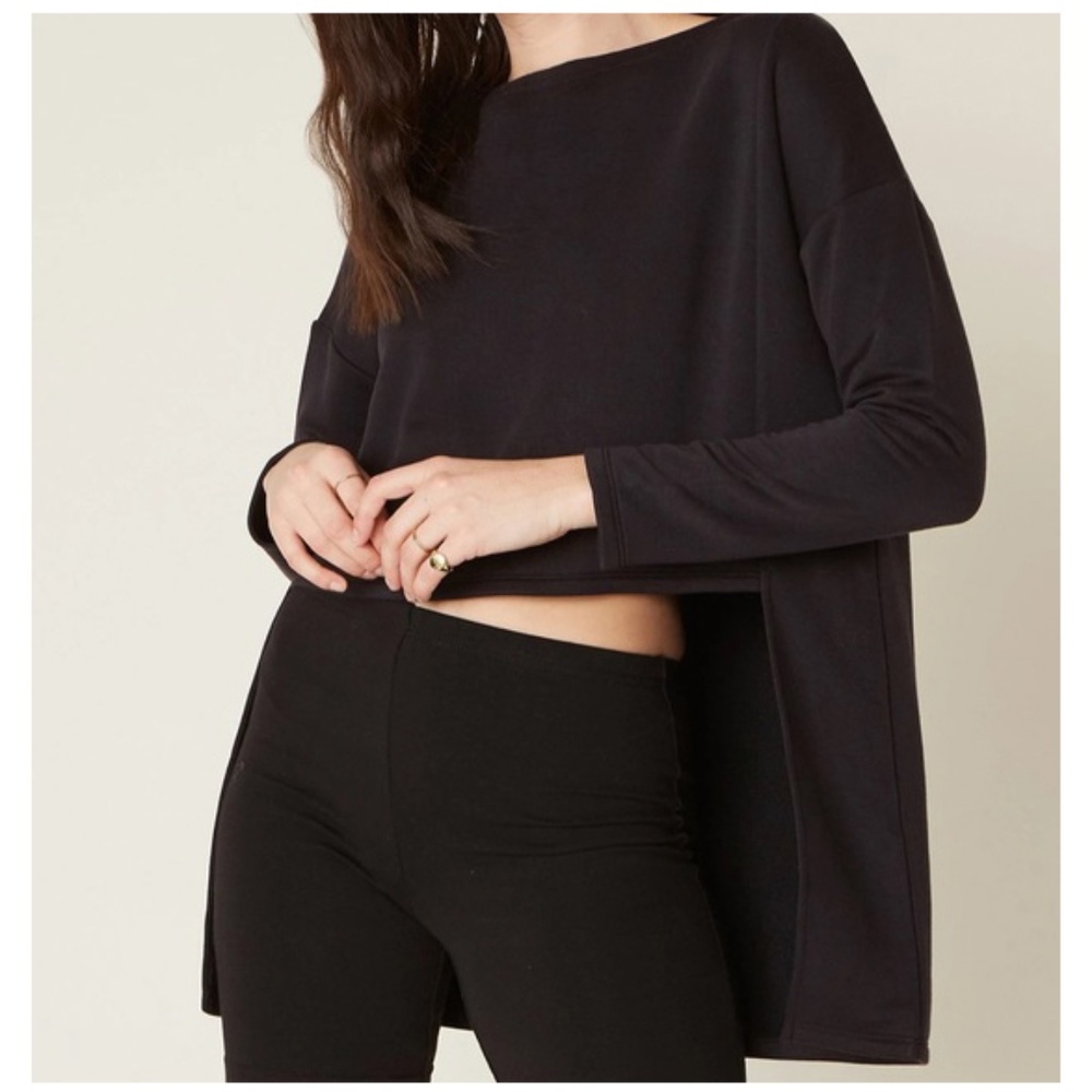 BB Dakota Off Duty Black High Low Crew Neck Sweatshirt